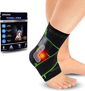 Tobillera para Esguince, Tobillera Estabilizadora y de Compresión, Tobillera Deportiva con Velcro Ajustable para el Tobillo, Alivio para la Fascitis Plantar. (Verde, Large)