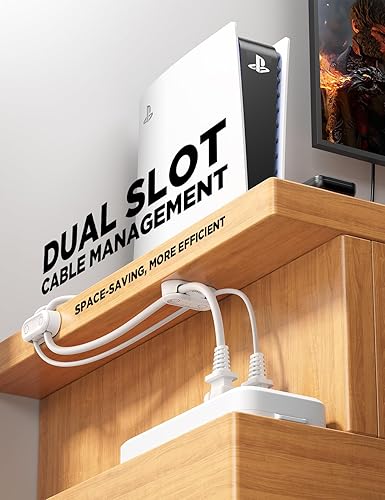 Miniatura 7 de Clips magnéticos para cables, paquete de 4 doble ranura rotación de 360 y bloqueo giratorio Gestión de cables, soporte de carga adhesivo para