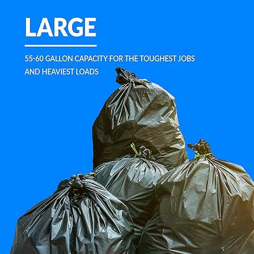 Miniatura 5 de Reli. SuperValue - Bolsas de basura de 55 a 60 galones, 50 unidades, fabricadas en Estados Unidos, resistentes, color negro, multiusos, bolsas de