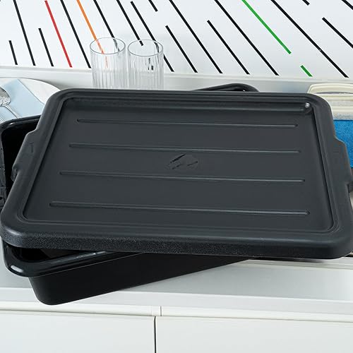 Miniatura 3 de Restaurantware - Solo tapa RW Clean 23.2 pulgadas x 16.9 pulgadas, 1 tapa a presión para caja de autobús - Con asas, tapa de plástico negro para