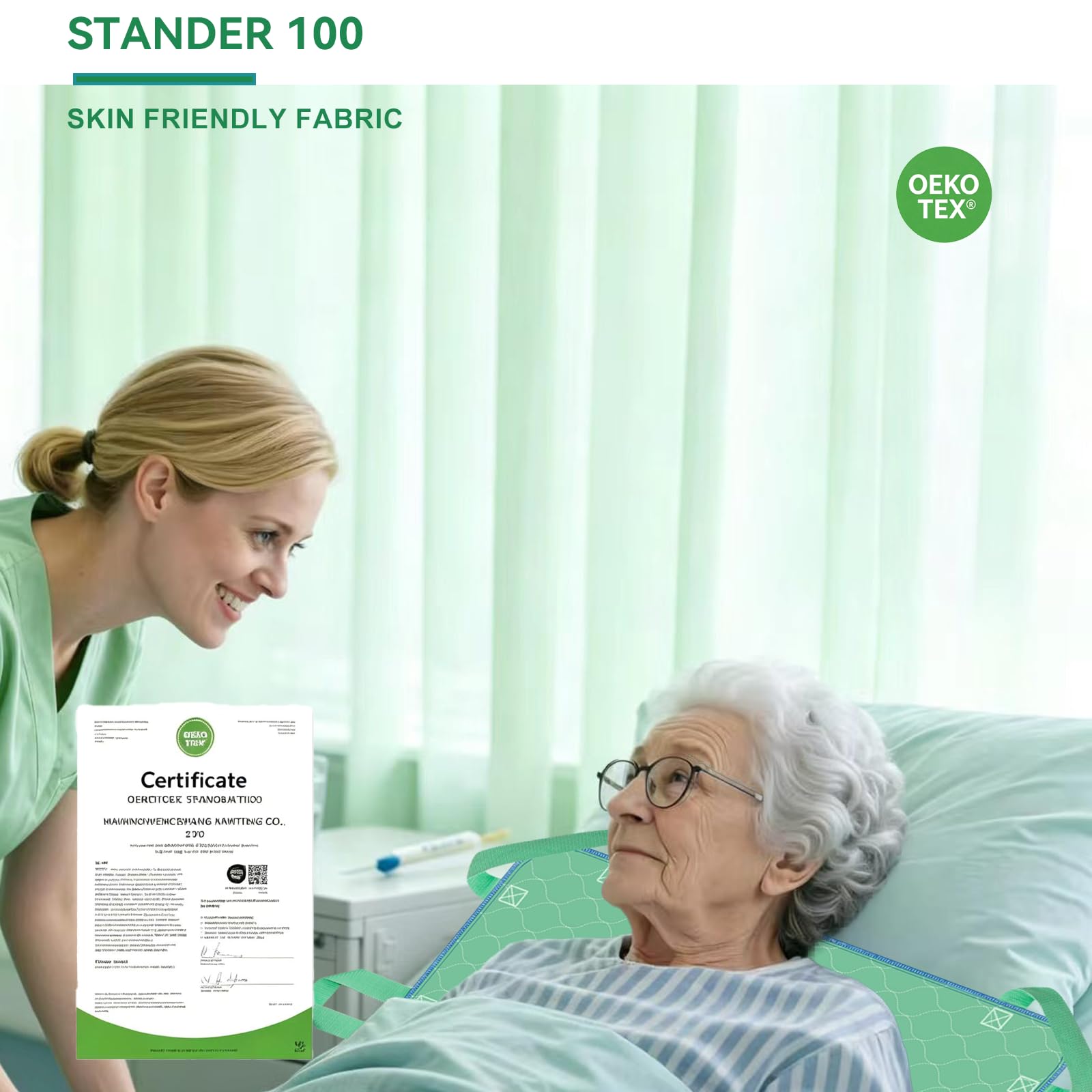 Almohadilla de cama de posicionamiento con 8 asas reforzadas, 34 x 52 pulgadas, hoja de transferencia reutilizable y lavable, asistente de ayuda para girar y reposicionar para ancianos, pacientes con