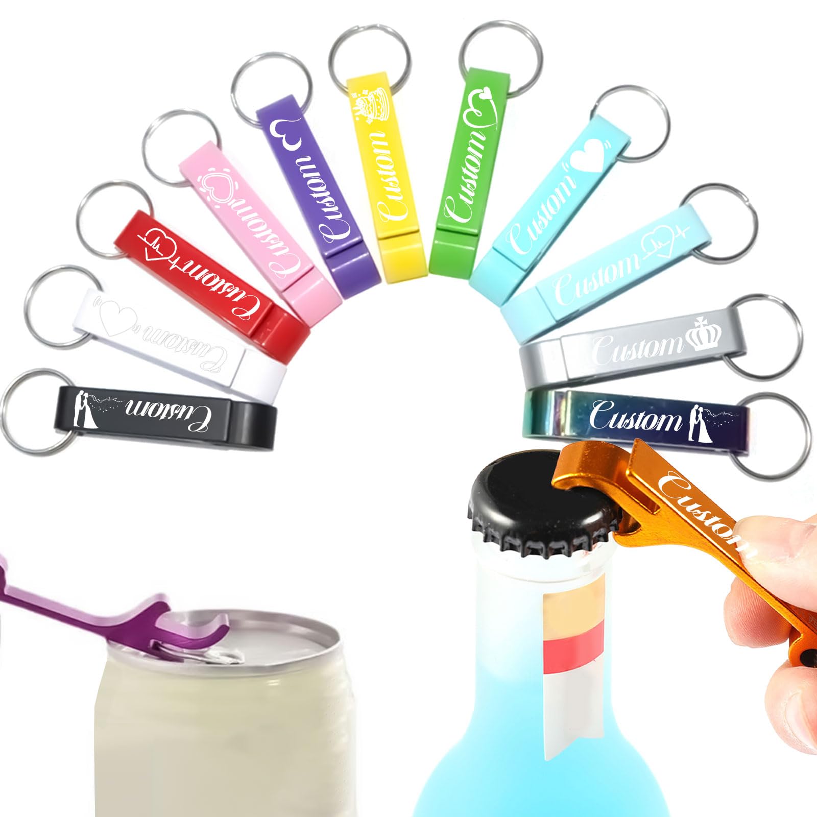 10-100 Stück Personalisierter Flaschenöffner Schlüsselanhänger Graviert mit Text/Logo, Personalisierte Flaschenöffner gastgeschenke für Gäste, Ideal Hochzeitsgeschenke Jubiläen (100 Stück)