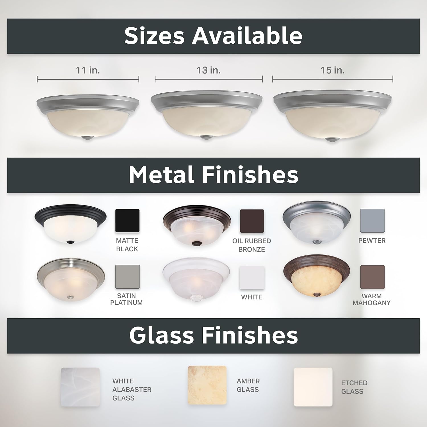 DESIGNERS FOUNTAIN Reedley 2-Lights Flush Mount Ceiling Light, 11 Inch Lighting Fixture for Kitchen, Bedroom, Bathroom, and Hallway, White Alabaster Glass, Pewter, 1257S-PW-AL
