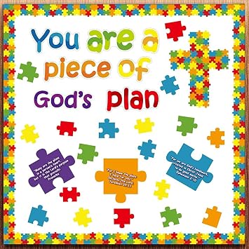Christian Bulletin Board Piece of Gods Plan VBS 2026 Sunday School Decorations Kids Religious Bible Verse Vacation Classroom Cutouts for Christmas Bulletin Board Decorations