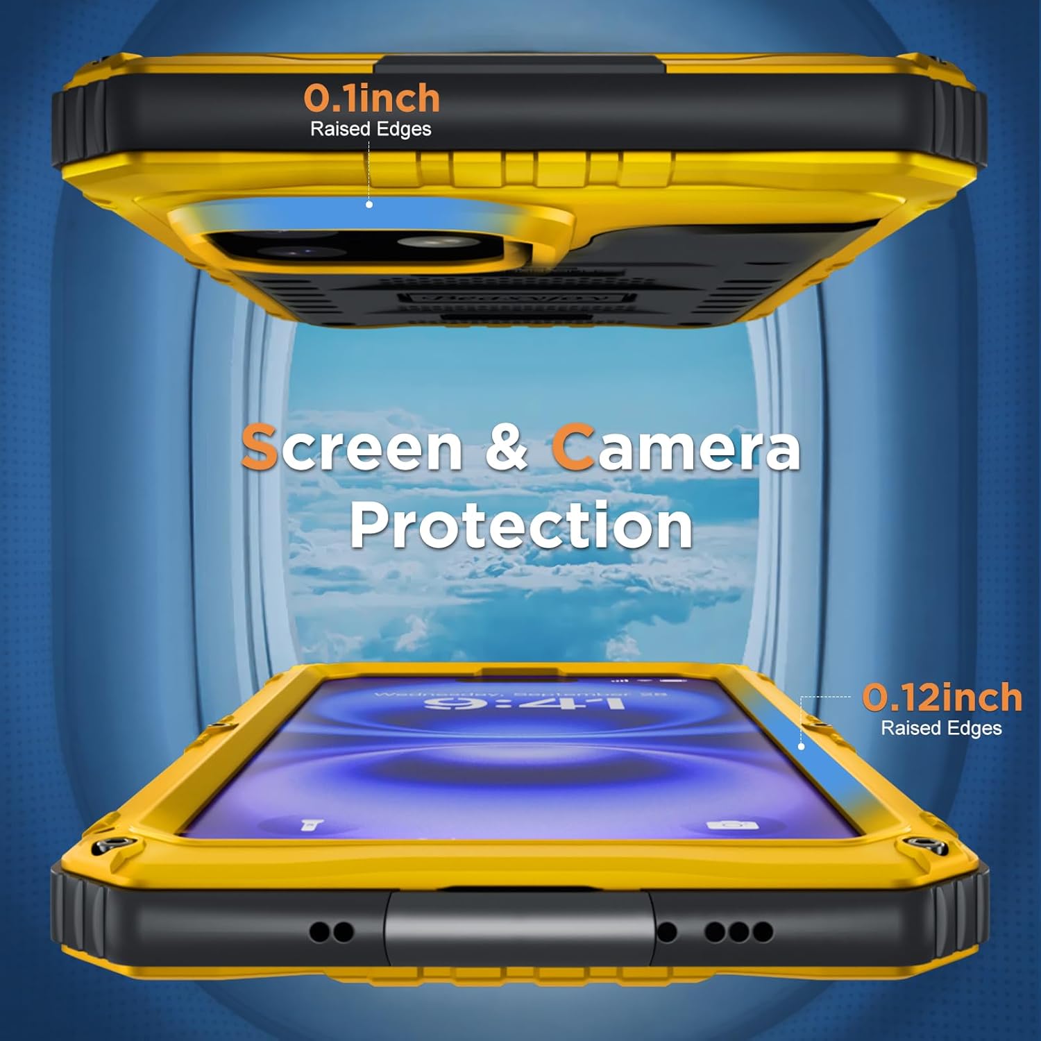 Beasyjoy for iPhone 16 Case Waterproof, Metal Heavy Duty Full Body Protective Case with Built-in Screen Protector, Military Grade Shockproof Dustproof Defender Rugged Cover for iPhone 16 6.1" Yellow