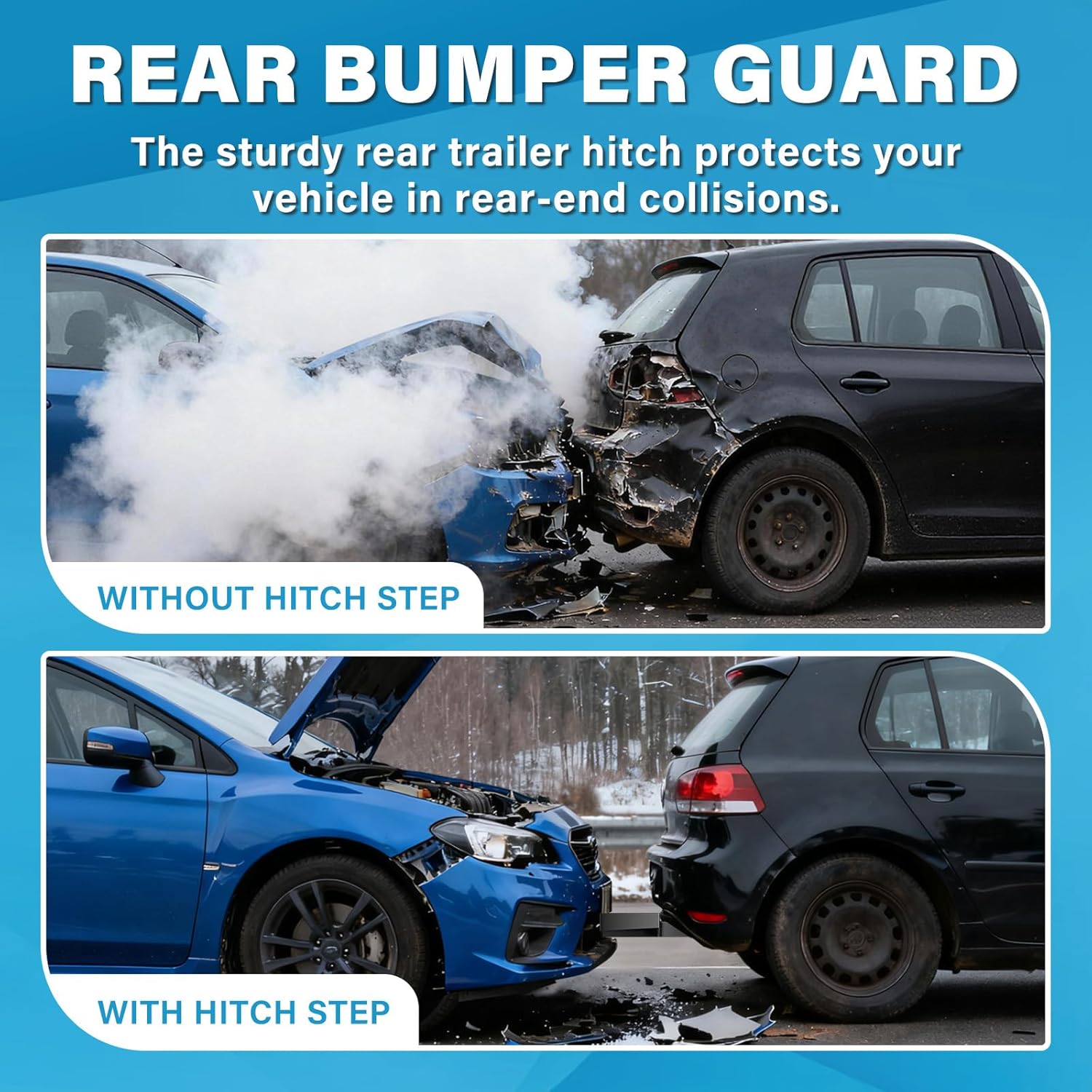 Tow Hitch Step for 2 Inch Receiver, Rear Bumper Guard(24"x11.81"), Anti Slip Trailer Hitch Step for Truck Pickup SUV with Hitch Pin & Clip, Bump Step for 500LBS Load Capacity