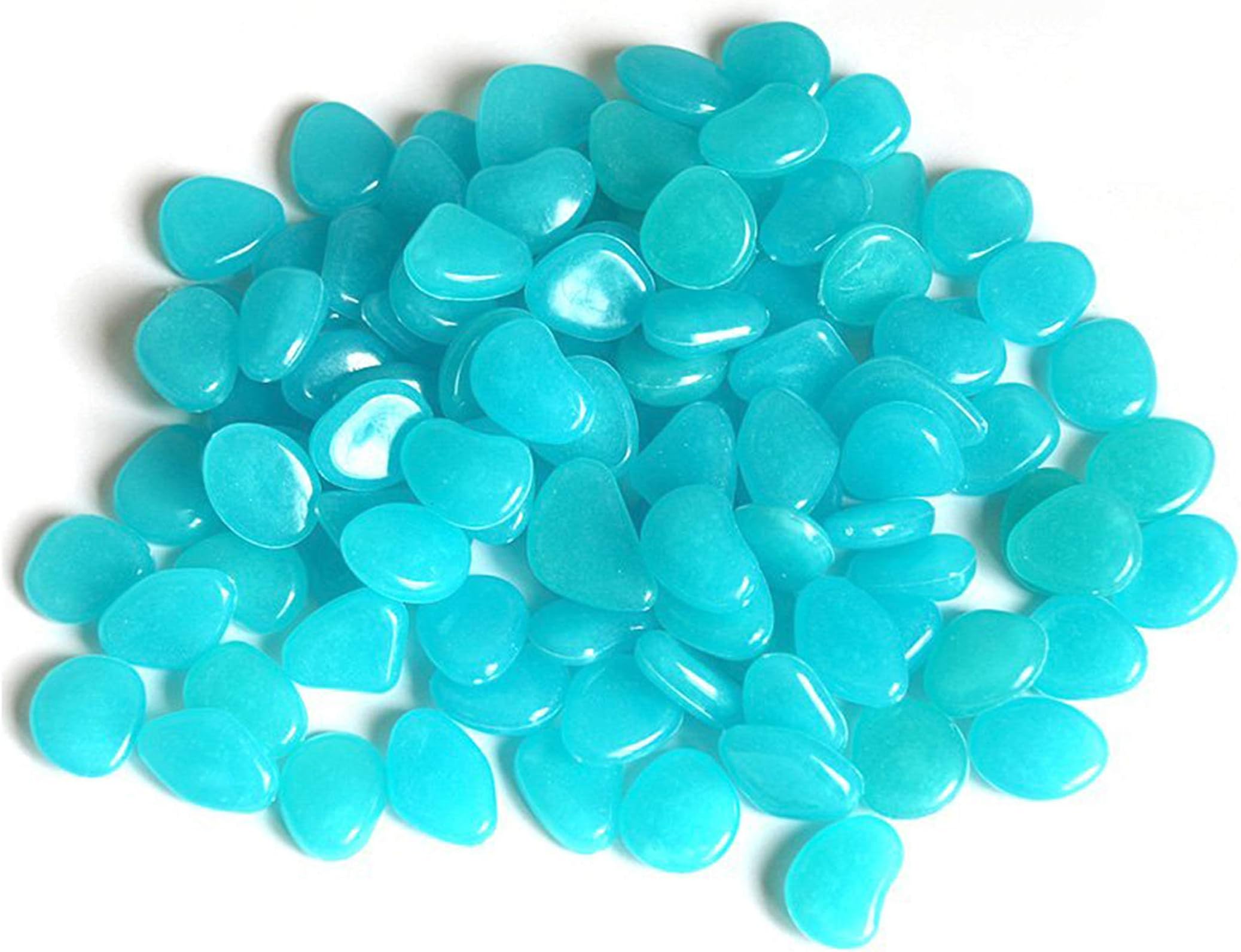 500Pcs Luminous Pebbles Glow in The Dark Garden for Walkways and Decor (Blue)