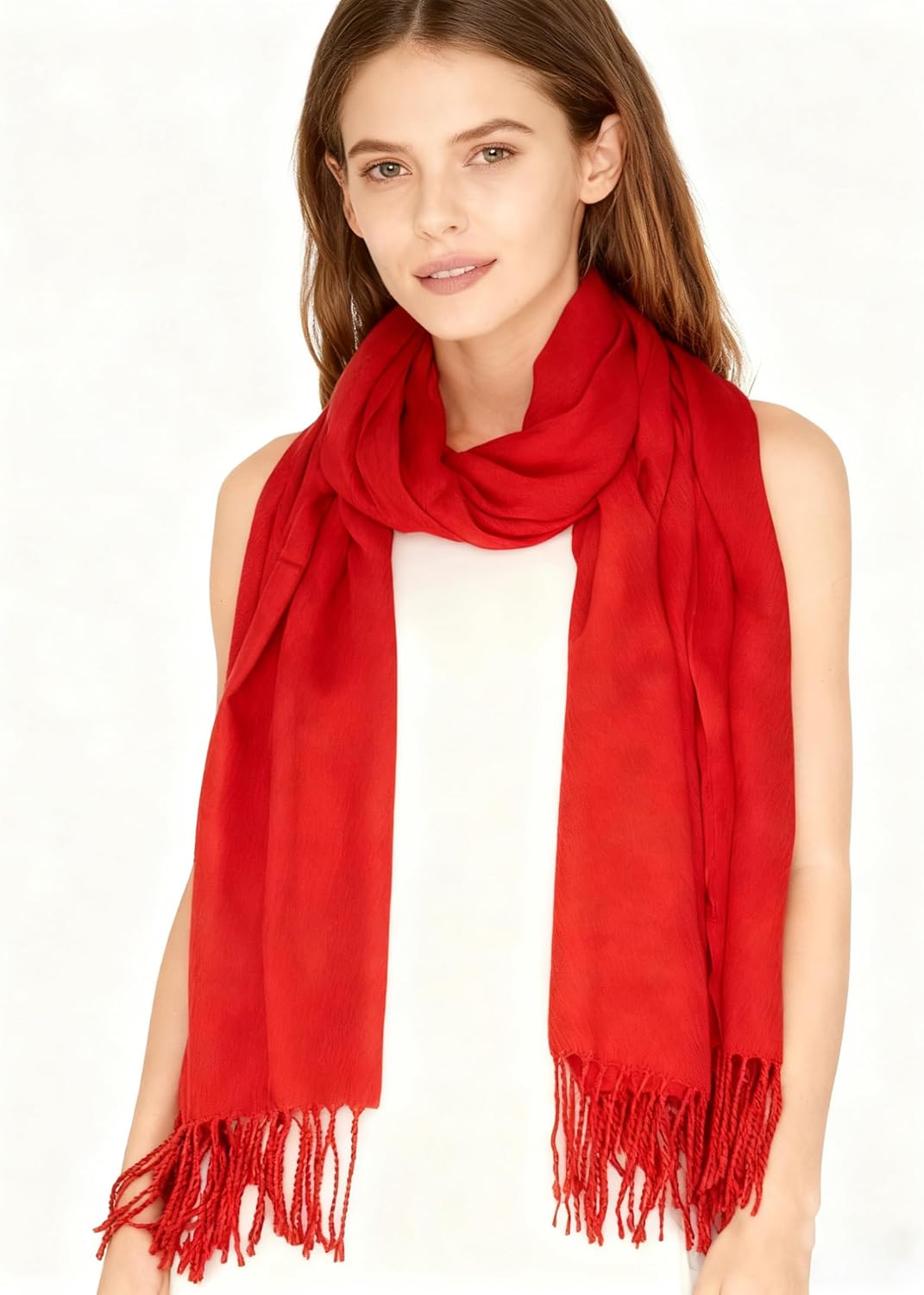 Winter Scarf for Women Warm Solid Color Soft Scarves Pashmina Shawl Wraps - Image 4