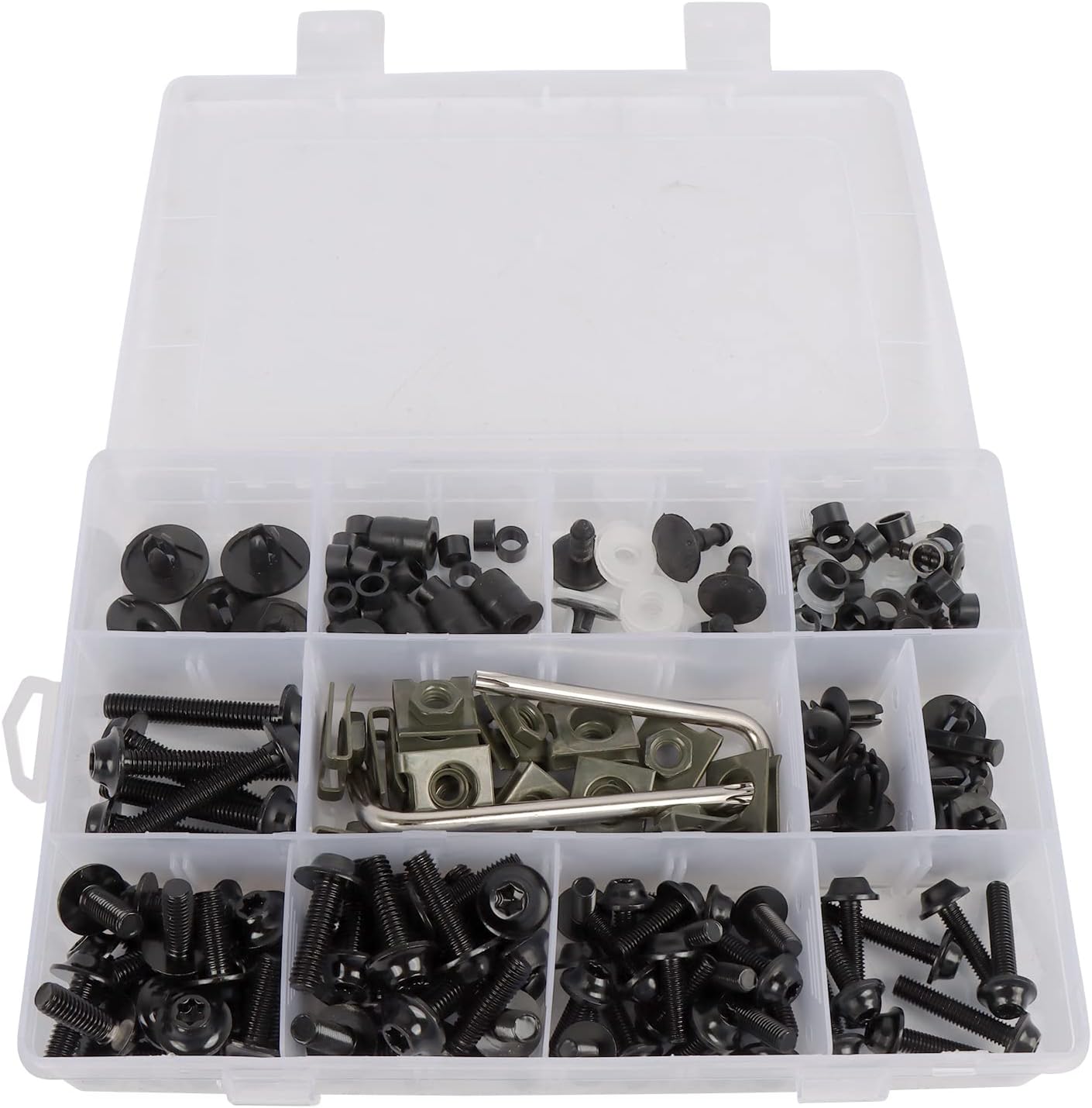 BAIONE Worldmotop Stainless Steel Bolt Kit Screws Fasteners Clips Compatible with Yamaha Honda Kawasaki Suzuki BMW Fairing Bolt Kits Metric Bolts and Nuts Kit Torx Screws (black)