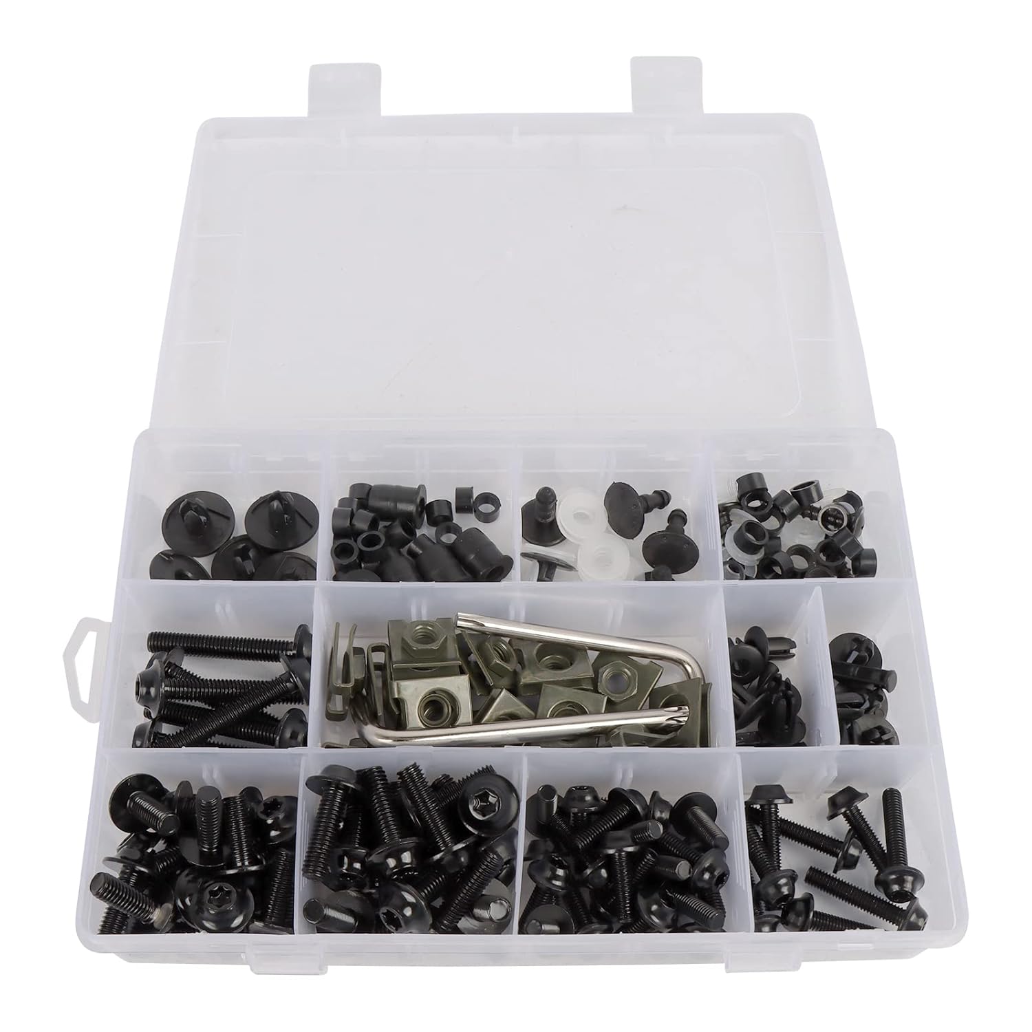 Stainless Steel Bolt Kit Screws Fasteners Clips Compatible with Yamaha Honda Kawasaki Suzuki BMW Fairing Bolt Kits Metric Bolts and Nuts Kit Torx Screws (Black)