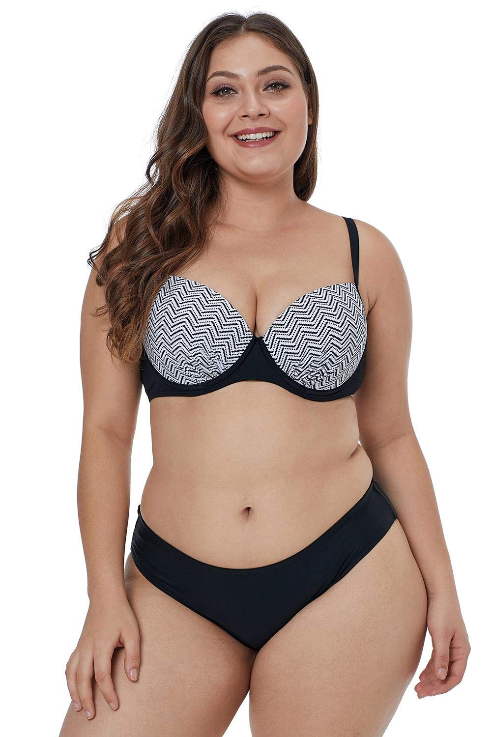 BoldgalGirl's Beach Swimwear Print Plus Size Bikini (White)