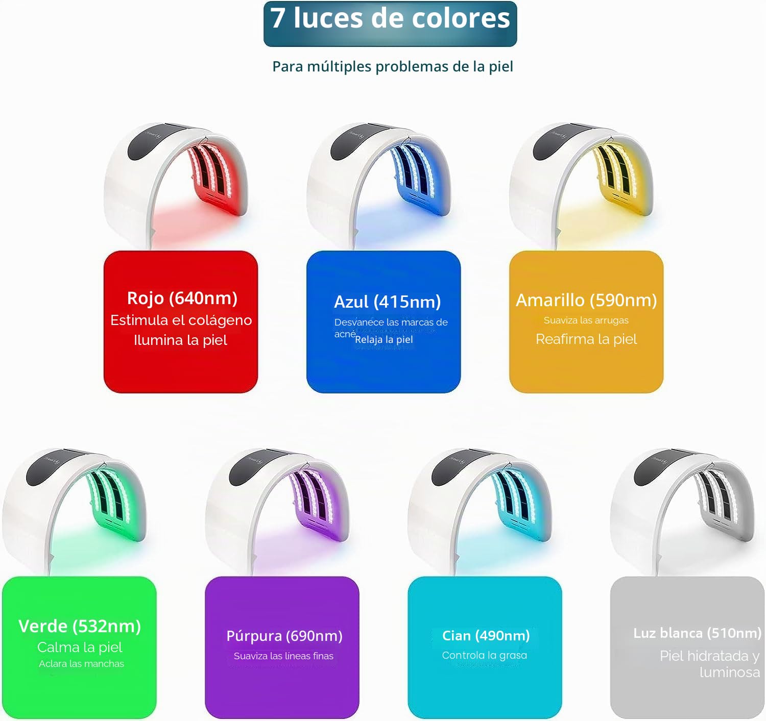 Máquina de fototerapia LED de 7 colores mejorada, PDT Máscar, para enrojecimiento, arrugas, antienvejecimiento, rejuvenecimiento de la piel