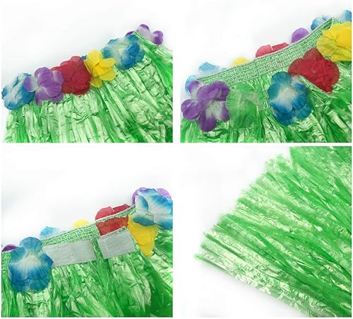 Miniatura 3 de Falda de Hula elástica con disfraz de flores y follaje verde