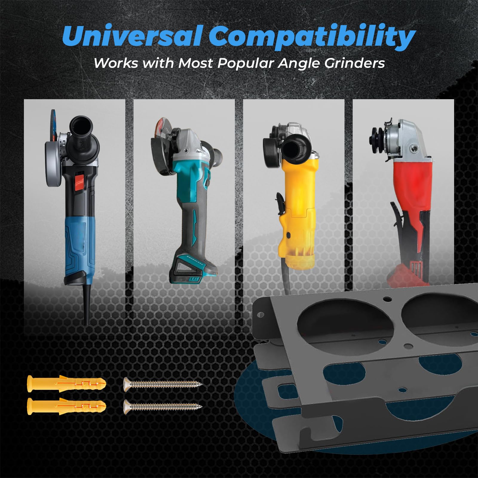 Wandmontiertes Sprühflaschenregal Sprühflaschenhalter+Winkelschleifer Halterung 2-in-1, Spraydosenhalter, Generisch Winkelschleifer Halter mit Platz für 4 Sprühflaschen und 2 Winkelschleifen