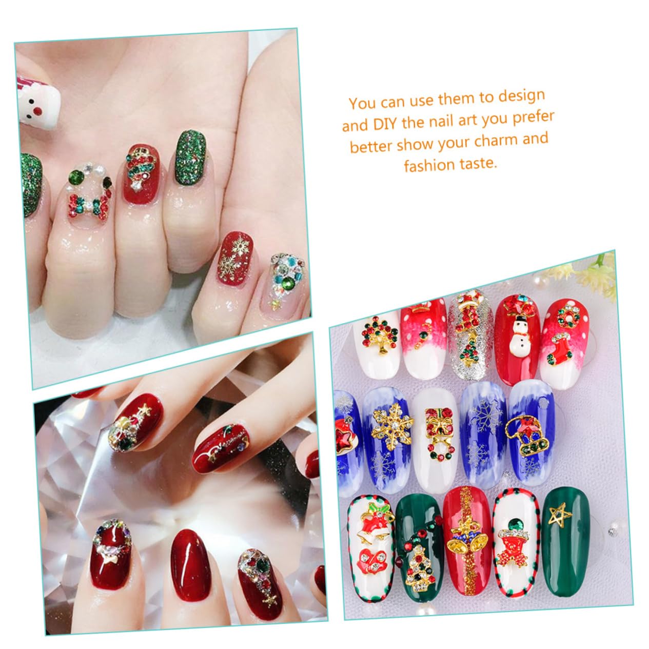 Healvian 4 Set Decorazioni Per Unghie Natalizie Charms Tema Natale in Per Manicure Per Unghie Naturali E Artificiali Facili Usare E Resistente Per E Speciali 24 Pezzi*4
