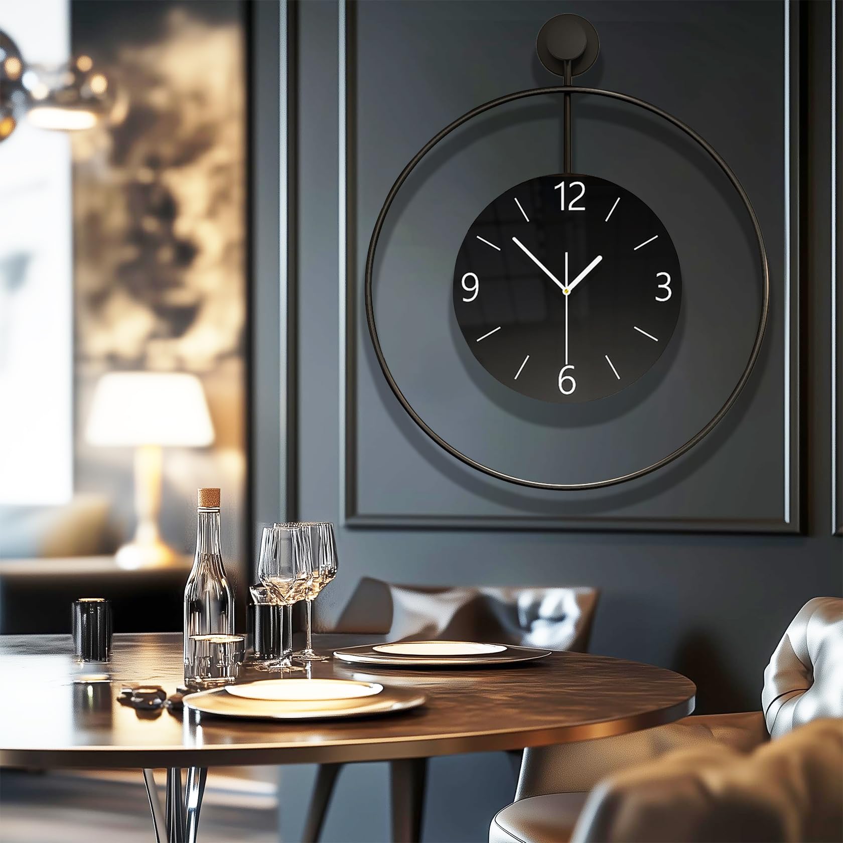 LUUK LIFESTYLE Minimalisten wandklok met stil uurwerk zonder tikken 24 CM, Scandinavisch design klok muur, geschenkidee verhuizing, binnendeco voor natuurliefhebbers, cadeau verjaardag, Donkergroen
