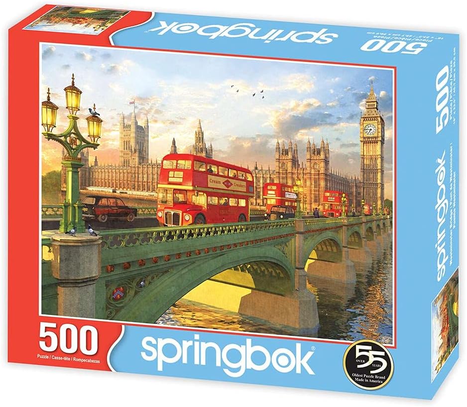 Springbok's 500 Piece Jigsaw Puzzle Westminster Bridge - Made in USA