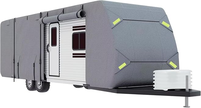 Seamander Travel Trailer RV Cover, Anti-UV, Weatherproof, Rip-Stop Camper Cover for Winter Snow