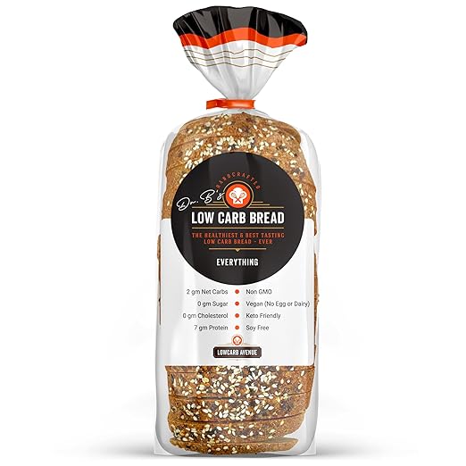 Dr. B's Multigrain Bread | 2g Net Carbs & 7g Protein | Low Calorie, Vegan, Sugar Free | Fresh, Sliced, Keto & Low Carb Bread Loaf ((1 Pack (16 oz), Everything)