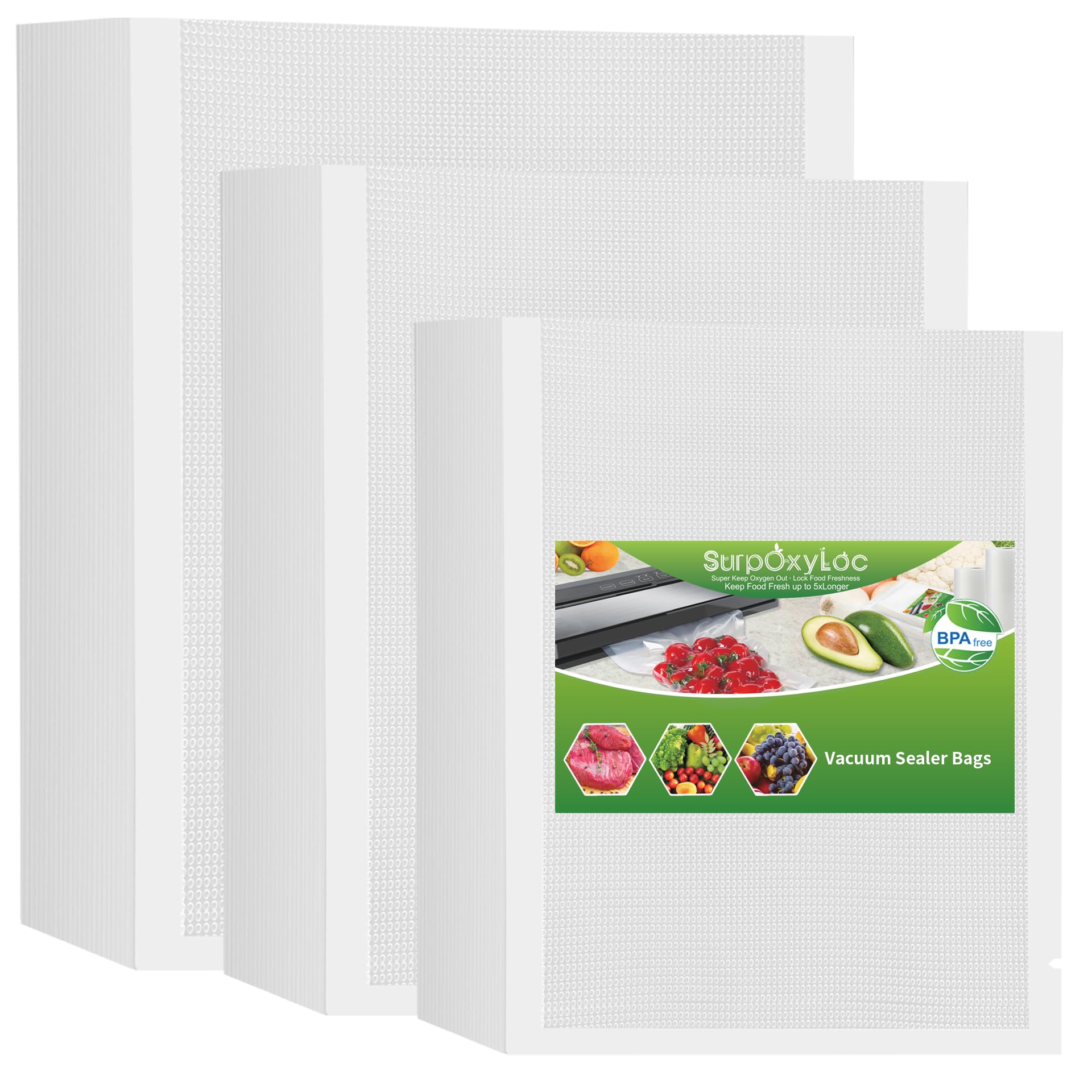 SurpOxyLoc 150 Mixed Food Vacuum Sealer Bags 3 Sizes Sous Vide