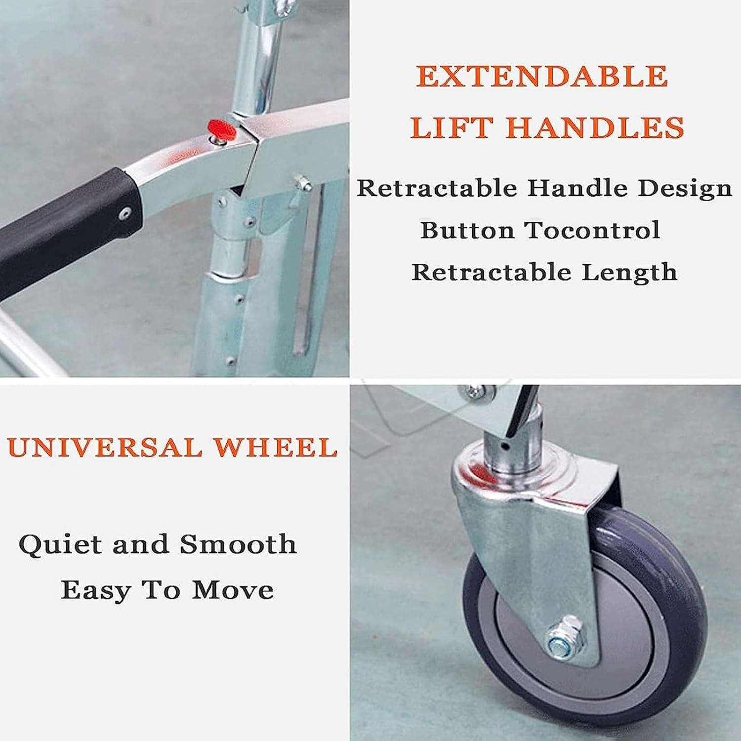 Stair Lift Chair, Foldable Stair Chair,Medical Patient Ambulance Firefighter Emergency Evacuation 2 Wheel Lift 3 Adjustable Straps with Quick Release Buckles