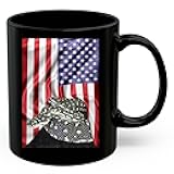 American Themed Design With Diamond Python Coffee Mug Black Ceramic 11oz Wild Animal Lover Gifts