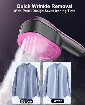 2-in-1 Steamer & Iron for Clothes, Portable Handheld Garment Steamer with LED Display, Large Ceramic Panel Travel Clothes Steamer Iron, 10s Fast Heat-Up All-Fabric Remove Wrinkle (Purple)
