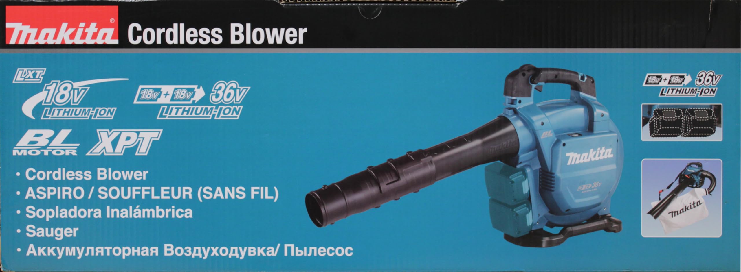 Makita DUB363PT2V Akku-Laubbläser/Sauger 2x18 V / 5,0 Ah, 2 Akkus + Doppelladegerät