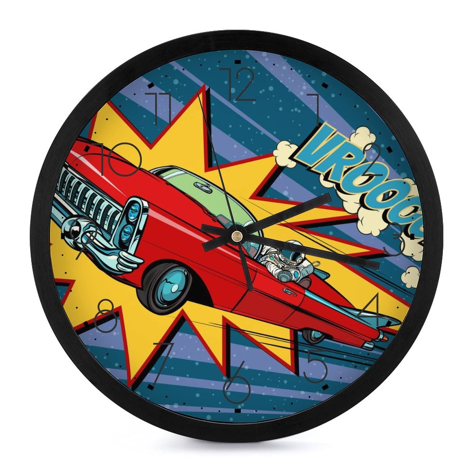 Pendule murale voiture rouge au mécanisme moderne ultra silencieux