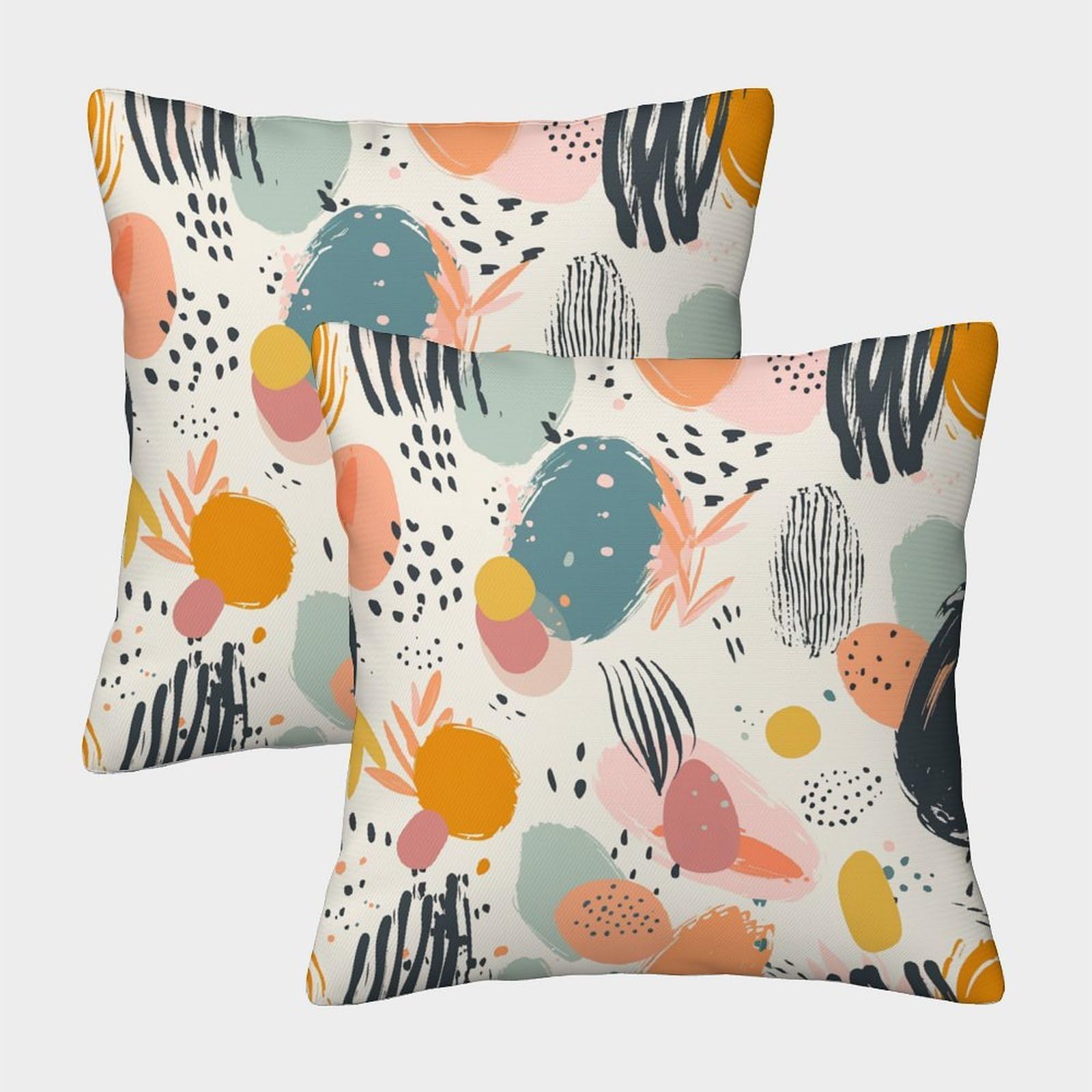 kaiyun 2 Pack Throw Pillowcase 45x45cmAbstract Element, Line Illustration Pattern Cushion Cover Home Decoration