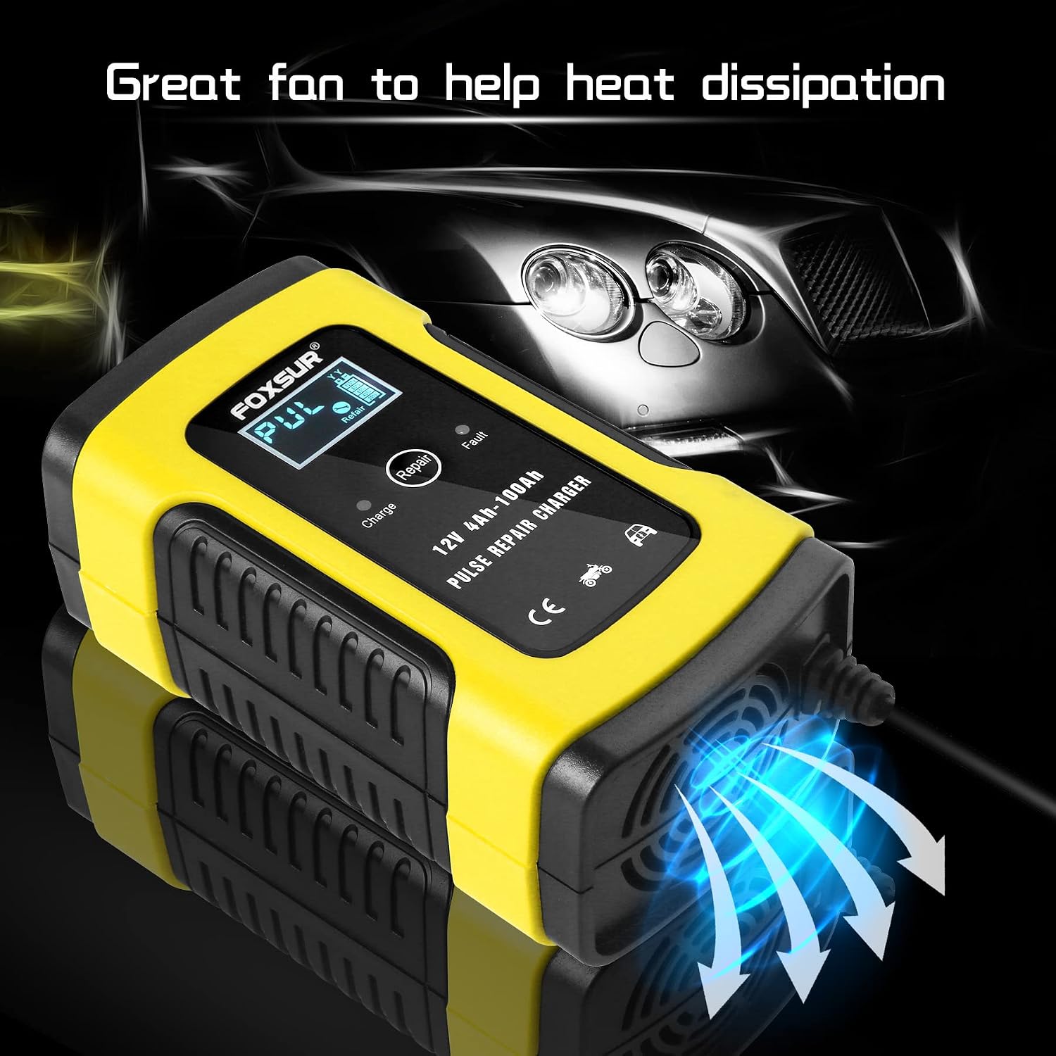 12V 5 Amp Automotive Smart Battery Charger Maintainer for Car, Motorcycle, RV, SUV, Lawn Mower, Boat, RV, SUV, ATV and More