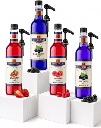 Simonelli 4l  Kokteyl  urubu Seti 700 ml -  ilek, B rtlen, Frambuaz ve Karadut Aromal   ecek  urubu