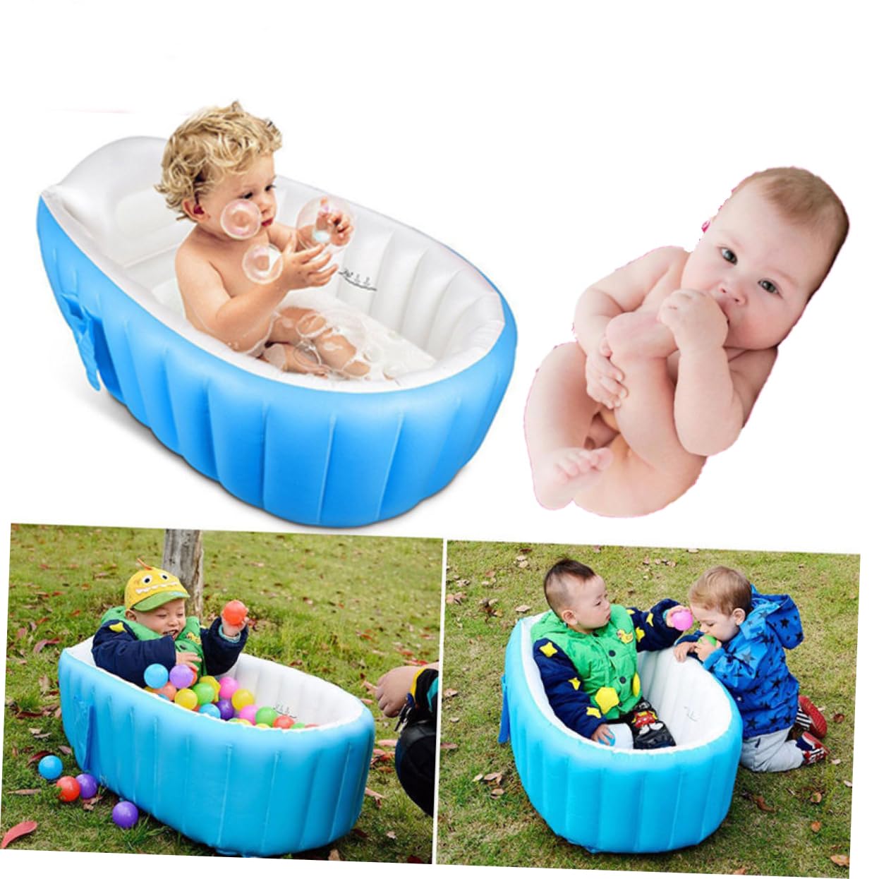 ibasenice Bañera Plegable Bañera Para Bebé Bañera Para Bebe Bañera Infantil Bañeras Para Bebés Bañera De Bebé Niño Inflable, medio, como se muestra