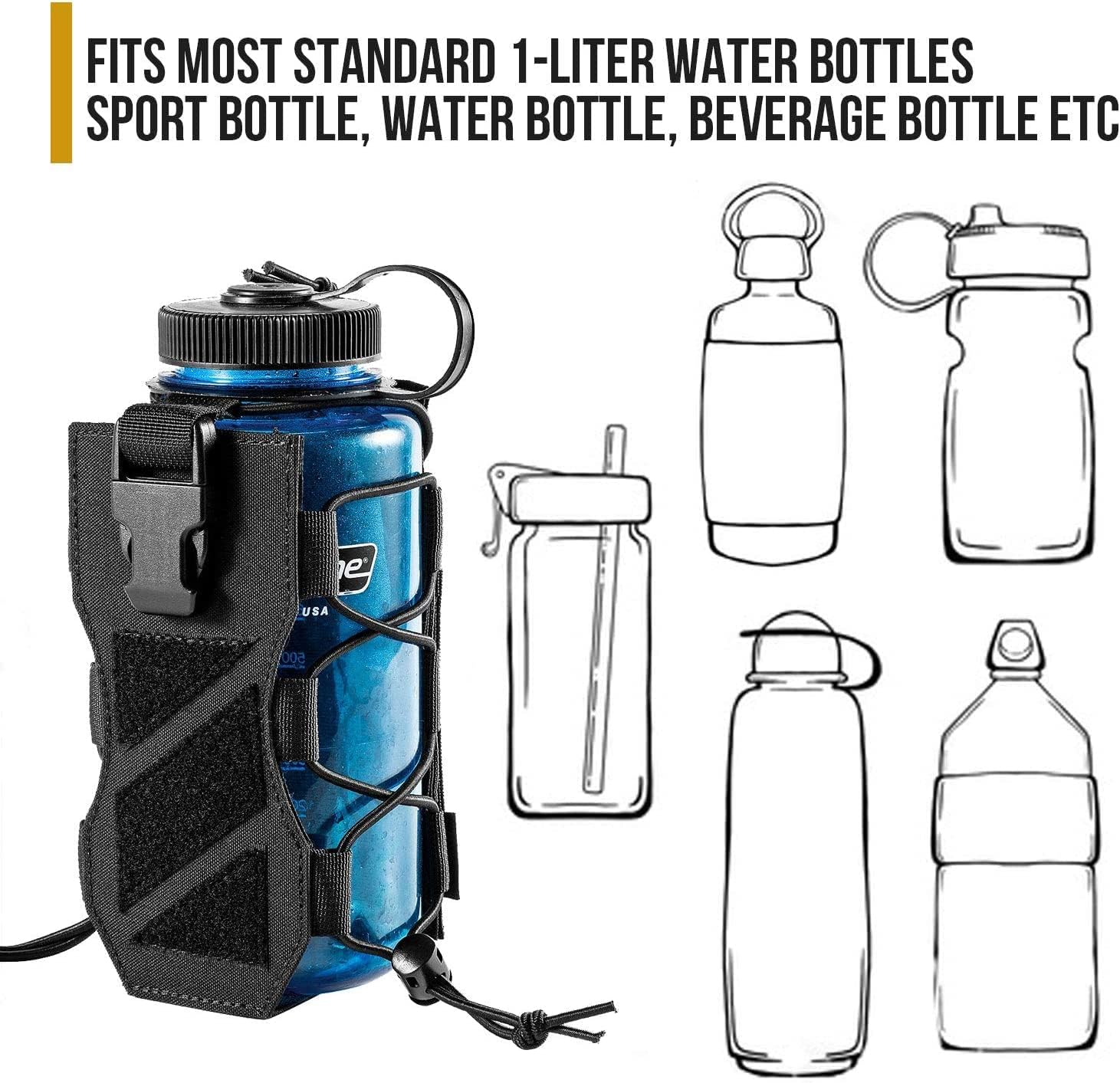 OneTigris HUNTERZ Water Bottle Holster, Adjustable 10 to 32oz Hydration Flasks Holder Carrier for Hydro Flask & Nalgene & Contigo Bottle