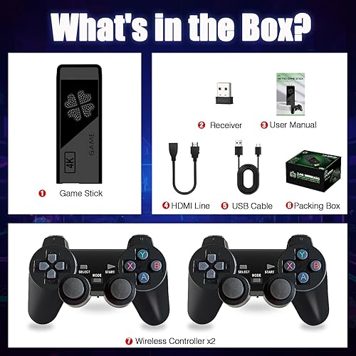 Miniatura 8 de Retro Gaming Console for TV with 2.4G Wireless Controllers, Retro Game Stick with 40,000+ Classic Games and 28 Built-in Emulators, Video Gaming