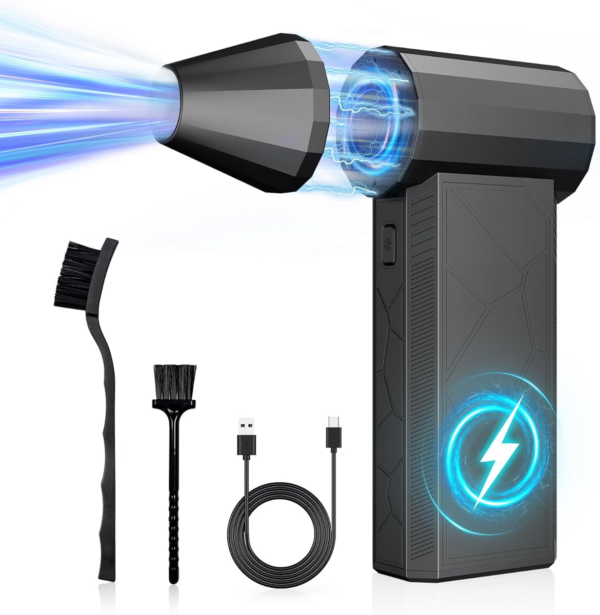 Compressed air Duster，3 Gear Adjustable 130000RPM Electric air Duster, Cordless air Blower for Laptop, Keyboard, Electronics, Replaces Compressed Air Can