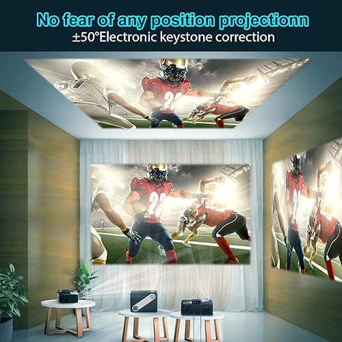 Miniatura 4 de JIMTAB Proyector de video WiFi nativo M22 1080P, pantalla de corto alcance 2.4G 5G, compatible con AV, USB, HDMI, TF compatible con Xbox, laptop,