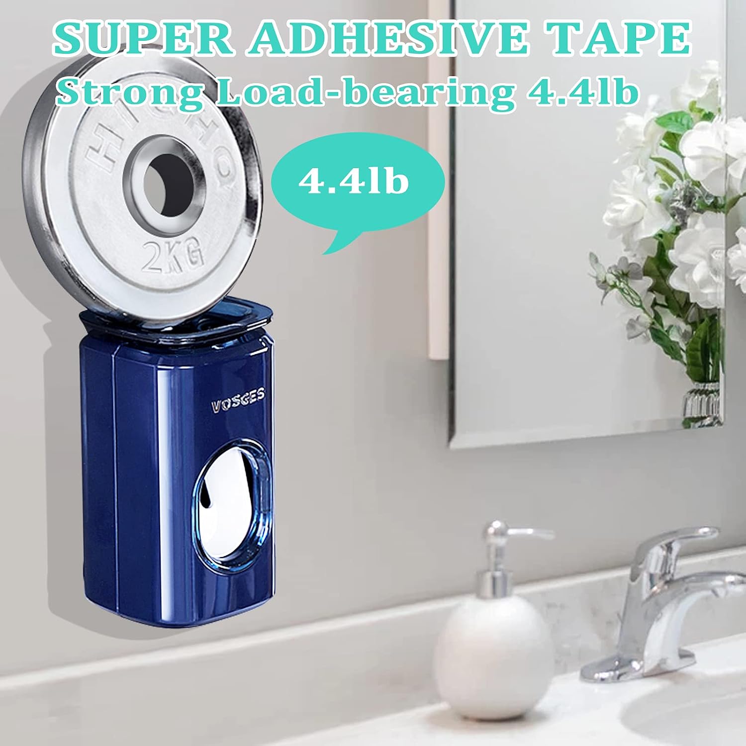 WAYCOM Toothpaste Dispenser,Luxurious Automatic Toothpaste Squeezer Kit Wall Mount for Bathroom Accessories(Blue)