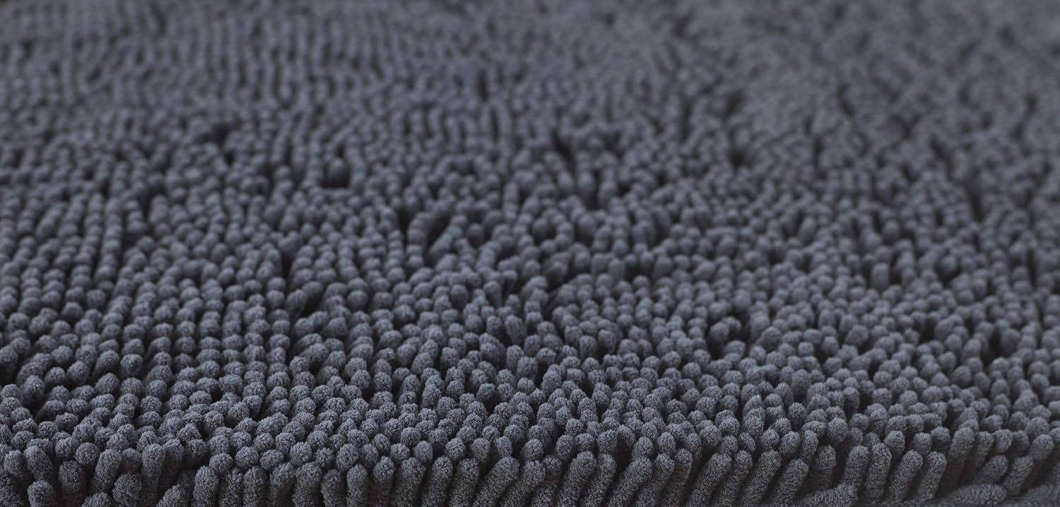 Bathroom Rug Mat 20"x30" Non-Slip Darkgrey Extra Thick Chenille Bath Mat Absorbent Bath Rug Perfect for Shower,Bath Room,Bedroom
