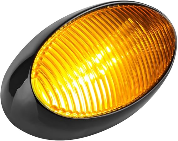 Lumitronics RV 12V LED Oval Porch Utility Light, Clear & Amber Lenses for Motorhomes, Campers, Trailers, 5th Wheels (Black) (Pack of 2)