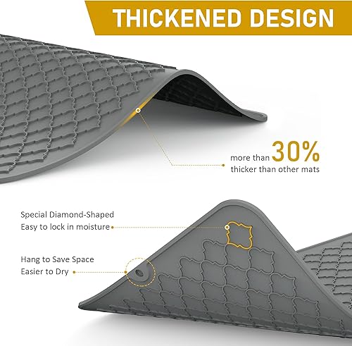 Miniatura 2 de Tapete de secado de platos de silicona gruesa de alta pureza, resistente al calor, tapete de secado de cocina de silicona, tapete de secado de