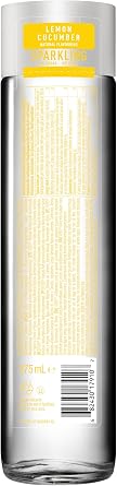 Voss Lemon Cucumber Flavoured Sparkling Water, Pack of 12 x 375ml Original Glass Bottles, Zero Calories, No Sugar, Naturally Sourced
