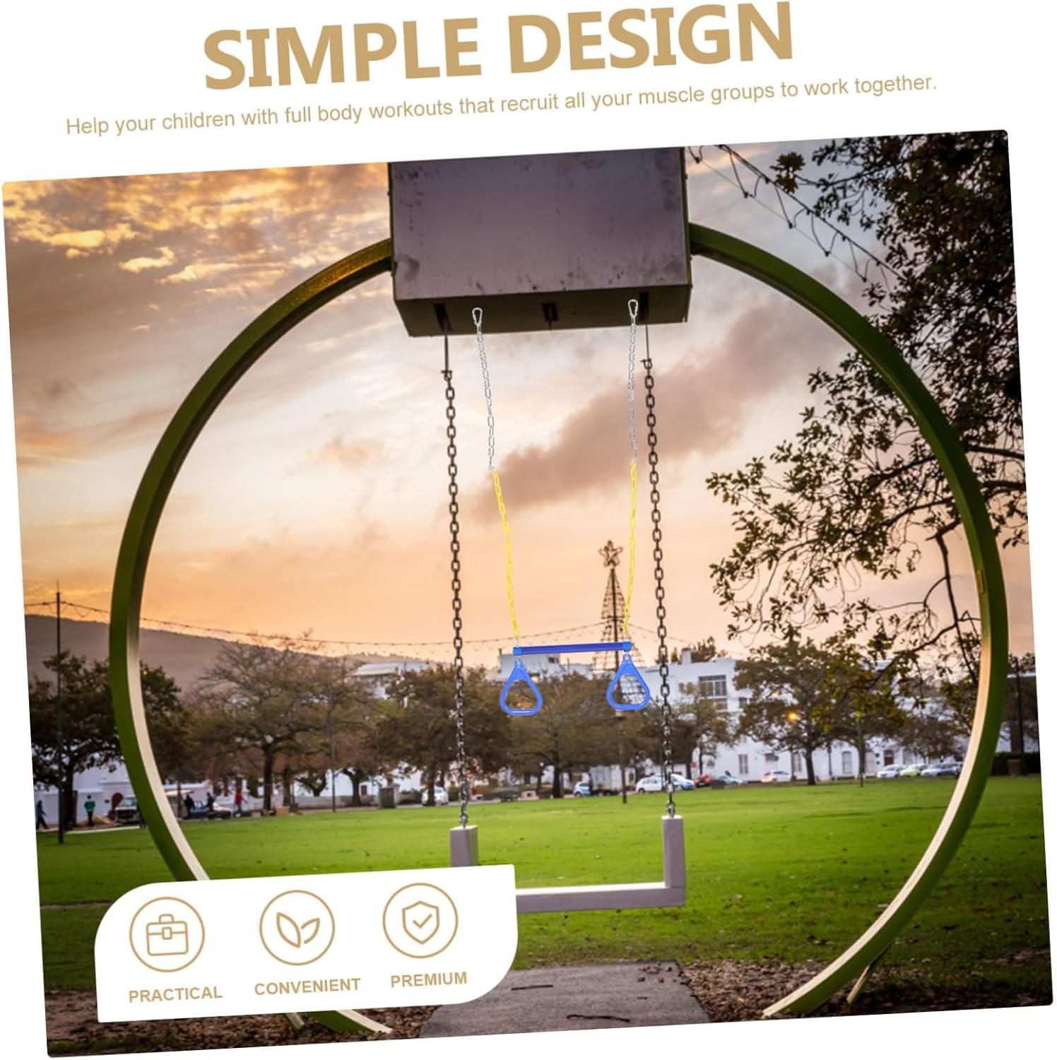 1Pc Creative Orange Fitness Hanging Rings for Multi Purpose Gymnastic Swing Rings for Full Body Workouts Smooth Grip Portable Indoor Use