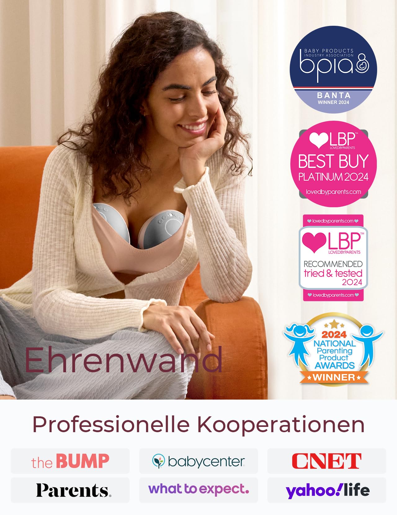 Momcozy Freihändige Milchpumpe Mobile Flow M9 Upgrade Elektrisch App-Steuerung Personalisierte Multi-Modi 15 Stufen Tragbar 24 mm Rot 2 Stück