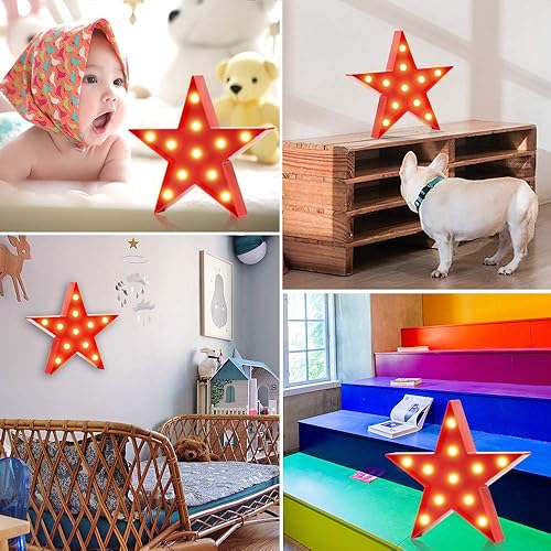 Vista 16 de Luz nocturna LED de marquesina, funciona con pilas, lámpara de mesa de escritorio en forma de estrella para niños, bebé, niño, regalo de niña, Azul