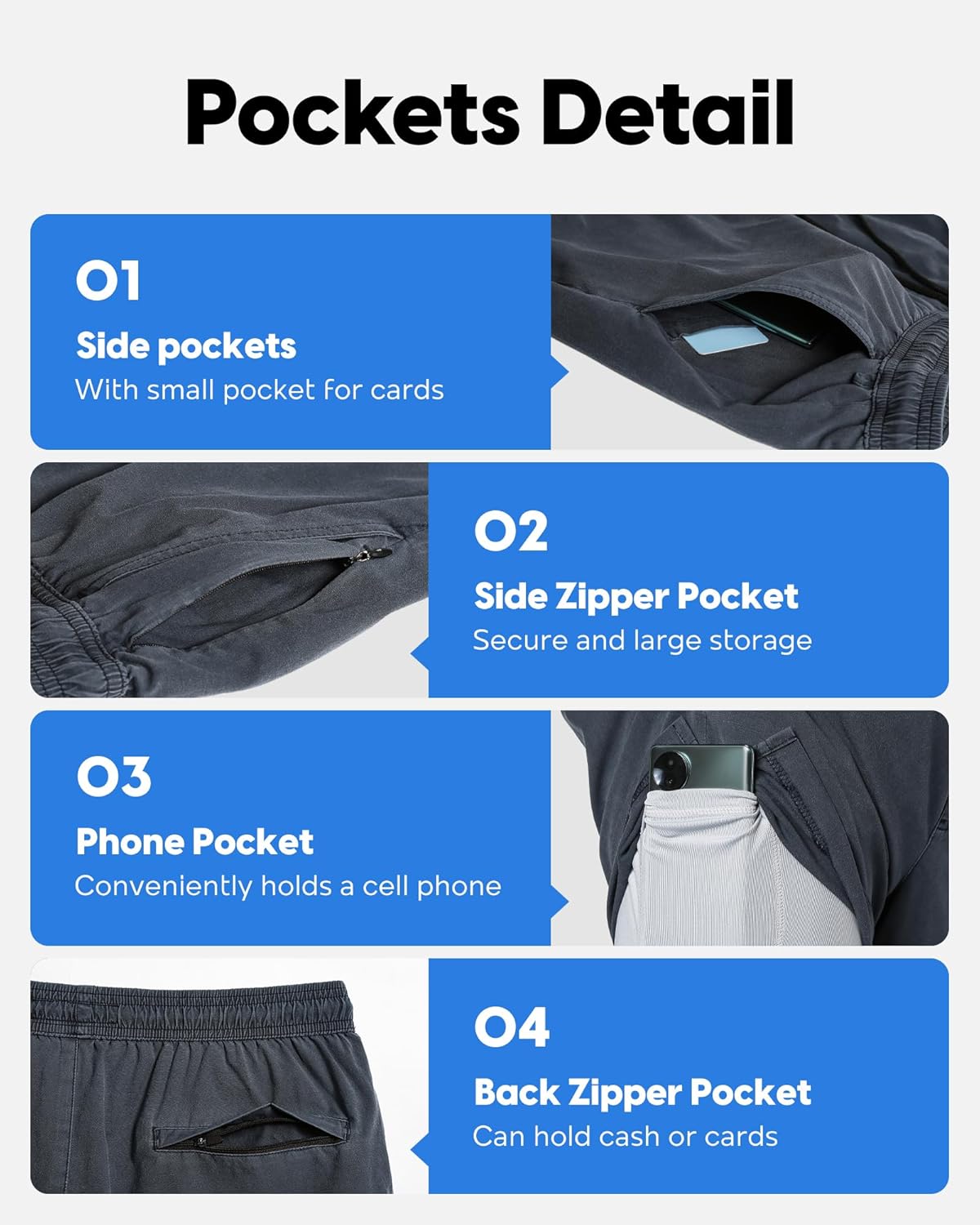 maamgic Men's Swim Trunks with Compression Liner 5.5 inch Beach Shorts Quick Dry Bathing Suits with Zipper Pocket - Image 3