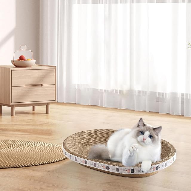 Foto 2 de 8 de Rascador de gato ovalado de alta densidad para rascadores y muebles