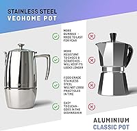 Vista 3 de VeoHome Stovetop Espresso Coffee Maker - 10 Cups 500ml Multi-Stove Stainless Steel Induction Moka Pot - Unbreakable and Dishwasher-Safe Italian