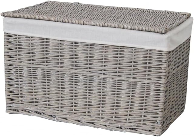 Katie Jane HOME Grey Wash Wicker Storage Trunk Chest Basket Small