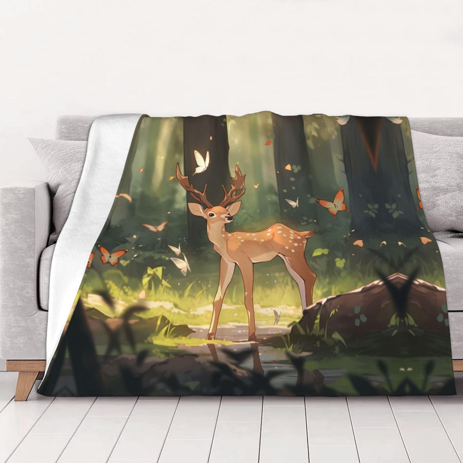 WZYCWB Bambi 60"x50" Printed flannel blanket, soft flannel sofa blanket, perfect for autumn home and travel decorations (30-80 inches)